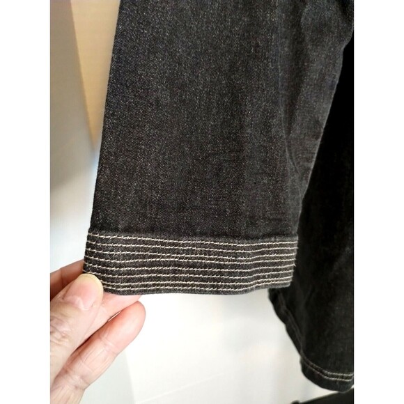 Denim & Co. Women's Trench Coat Metal Buttons Front Pockets Tie Back Large - Picture 7 of 9